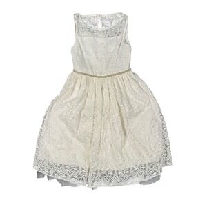 Speechless Kids Girls Ivory Floral Lace Pearl Waist Party Dress Size 7 734
